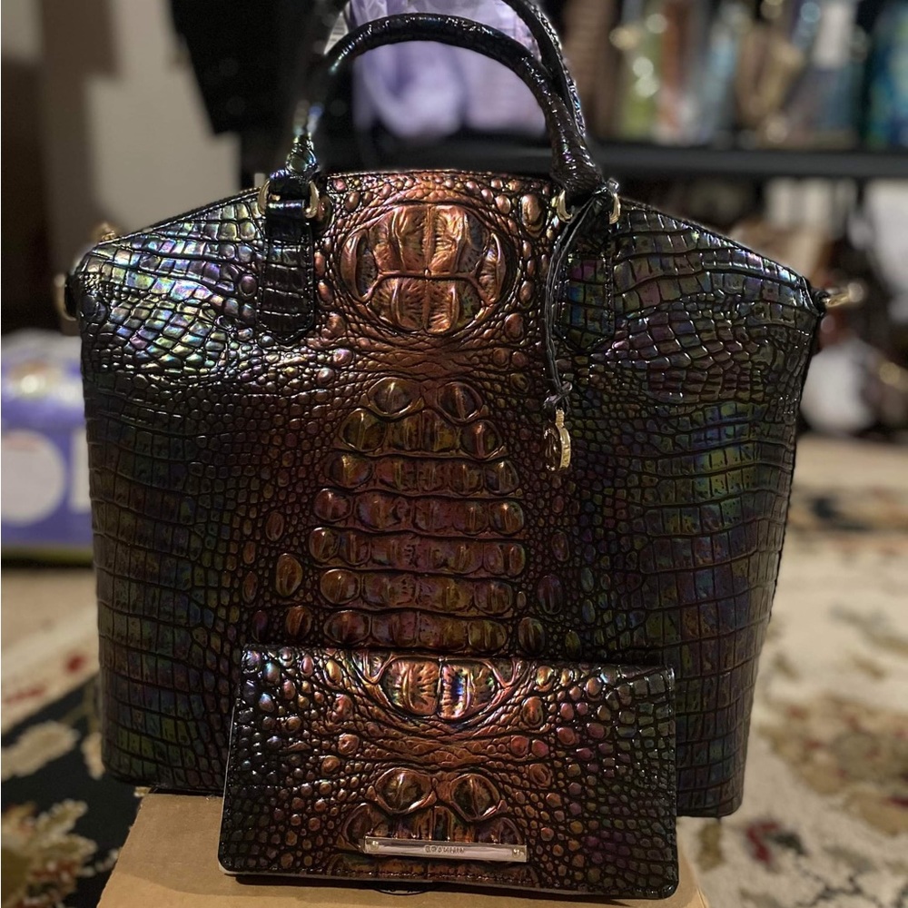 Brahmin Duxbury Black Pearl and matching wallet - Picture 1 of 2